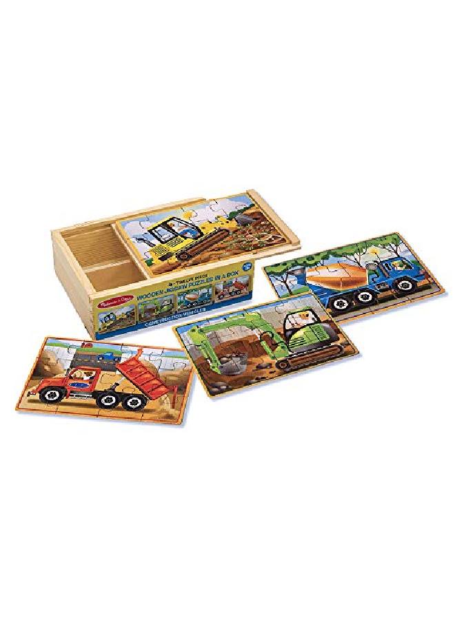 Construction Vehicles 4In1 Wooden Jigsaw Puzzles (48 Pcs)