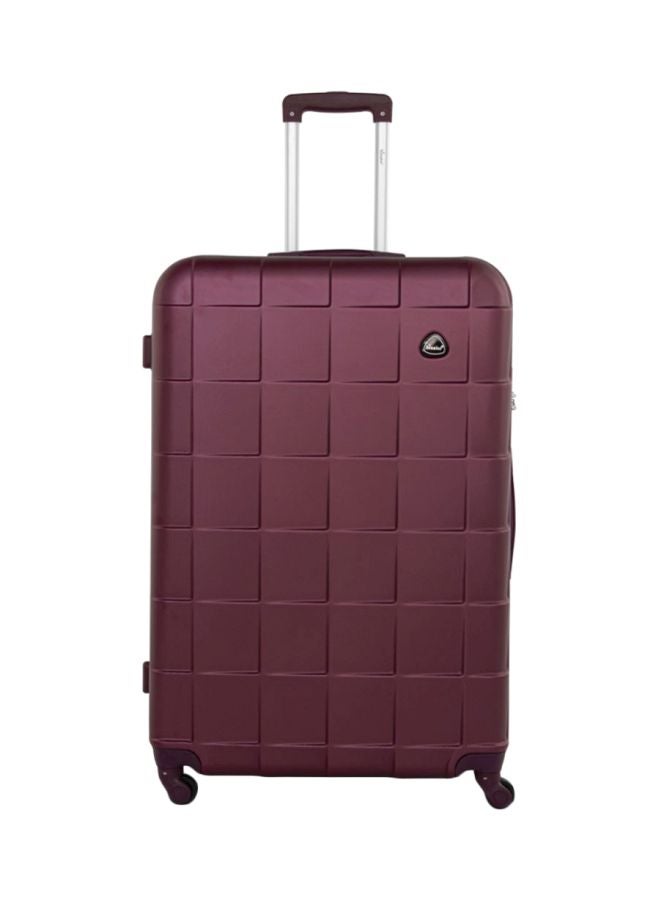 Hard Case Travel Bags Medium Checked Luggage Trolley ABS Lightweight Suitcase with 4 Spinner Wheels A207 Burgundy