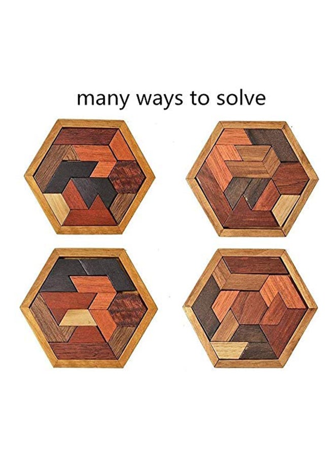 Hexagon Tangram Puzzle 5.2x4.8x0.6inch
