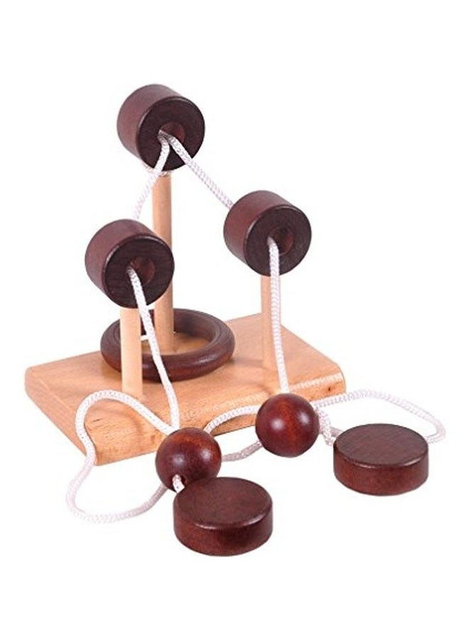 4 Pack Classic Wooden Rope Puzzle Set Ring Puzzles String Solution Central Brain Teaser For Adults/Kids Game 4.2 X8.2 X5.7inch