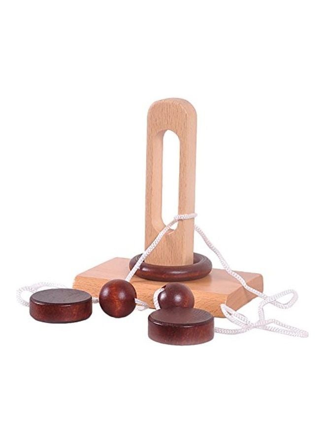 4 Pack Classic Wooden Rope Puzzle Set Ring Puzzles String Solution Central Brain Teaser For Adults/Kids Game 4.2 X8.2 X5.7inch
