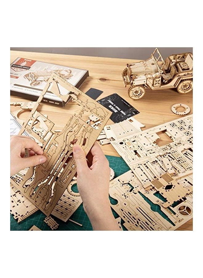 3D Wooden Puzzles - Army Jeep Mechanical Model Kit 0.7 X9 X6.1inch
