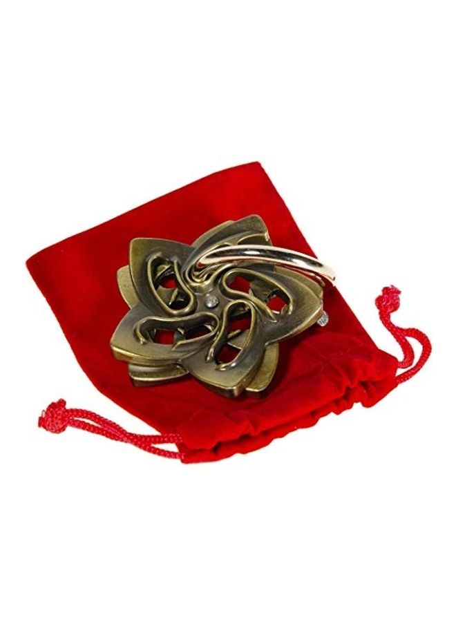 Helix Hanayama Brain Teaser Puzzle, Level 5 Difficulty, Red Velveteen Drawstring Pouch, Bundled Items 2.1 X5 X3.2inch
