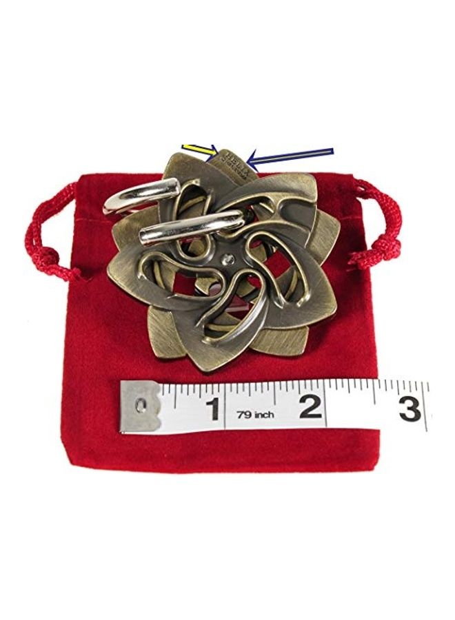 Helix Hanayama Brain Teaser Puzzle, Level 5 Difficulty, Red Velveteen Drawstring Pouch, Bundled Items 2.1 X5 X3.2inch