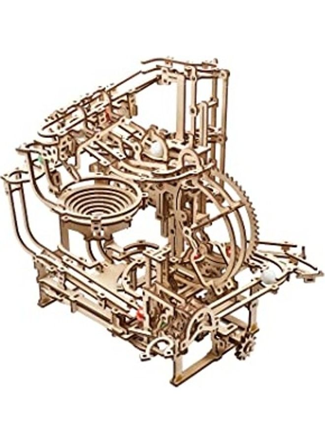 Kinetic Wooden Marble Run Kit - 3D Puzzle Wood Marble Run Stepped Hoist With 3-Stepped Lift Mechanism And 10 Marbles 1.5 X14.9 X6.9inch