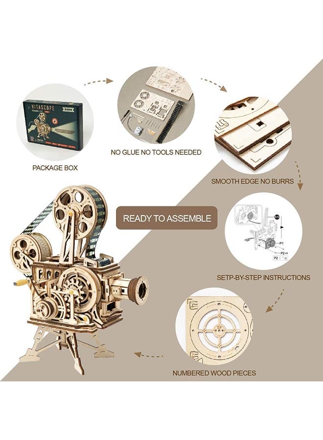 3D Wooden Puzzle Diy Model Building Kit - Vitascope Mechanical Craft Kit 2.2 X12.6 X9.3inch