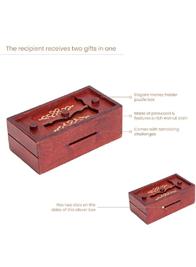 Japanese Secret Puzzle Box Camouflage Your Cash Money Holder Brain Teaser Wooden Secret Compartment Brain Game