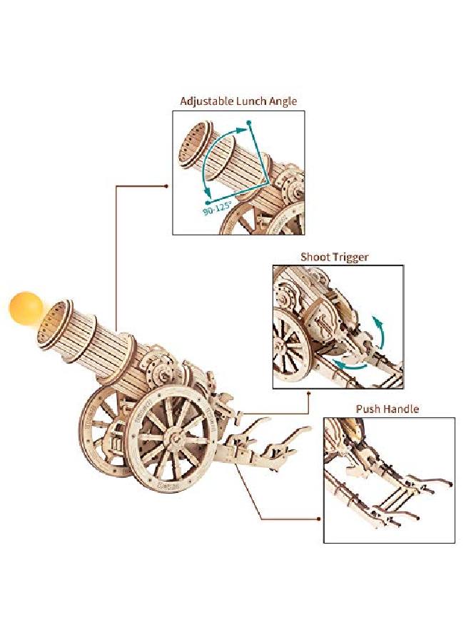 3D Wooden Puzzles Model Building Kits Cannon Toys Diy Wooden Catapult Toys For Kids Stem Educational Projects For Boys/Girls/Adults