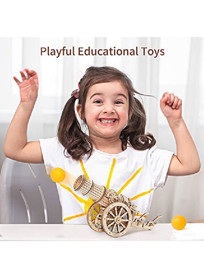 3D Wooden Puzzles Model Building Kits Cannon Toys Diy Wooden Catapult Toys For Kids Stem Educational Projects For Boys/Girls/Adults
