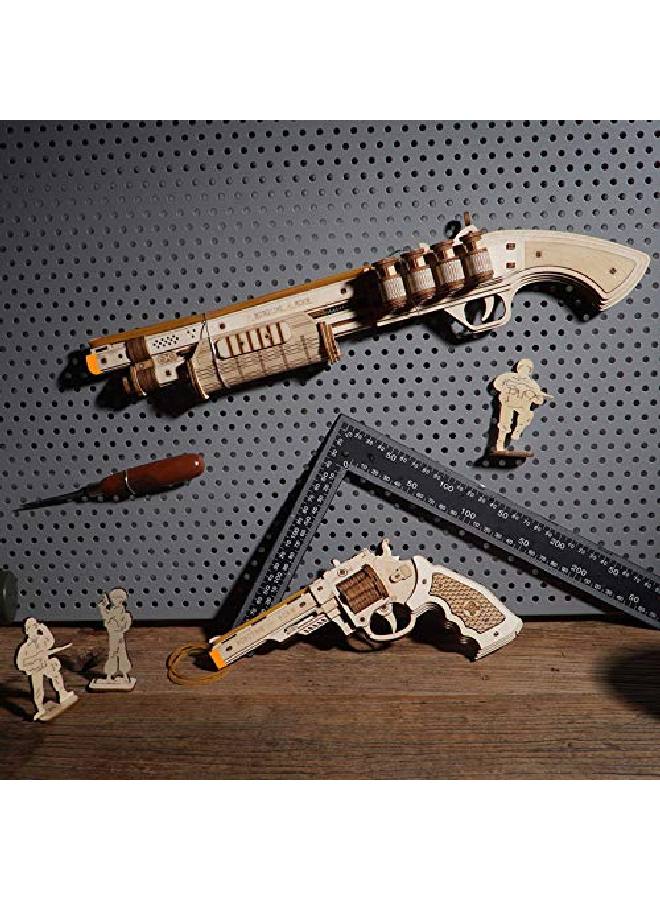 3D Wooden Puzzles Model Kit Toy Gift Mechanical Model Brain Teaser For Adults To Build Gift For Friends And Family (Shotgun Toy)