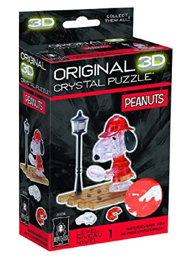 Original 3D Crystal Jigsaw Puzzle Detective Snoopy Assembly Brain Teaser Fun Yet Challenging Peanuts Model Toy Gift Decoration For Adults & Kids Age 12 & Up 34Piece (Level 1)