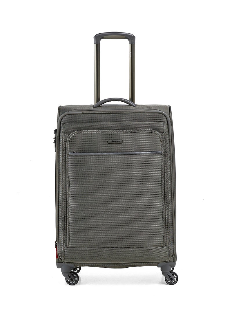 Platinum Softside Medium Check in Luggage Trolley Grey