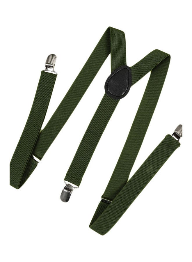 Clip On Suspenders Elastic Y-Shape Back Formal Braces Dark Green