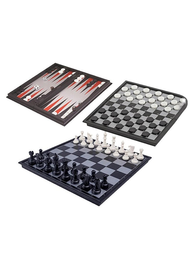 3-In-1 Magnetic Chess And Checkers With Backgammon Game Set 29centimeter