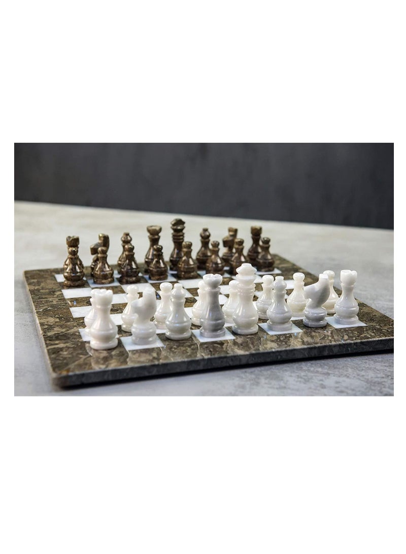 RADICALn Handmade Marble Grey Oceanic and White Marble Full Chess Game Original Marble Chess Set