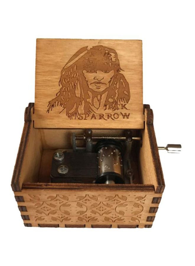 Wooden Hand Cranked Collectable Engraved Music Box
