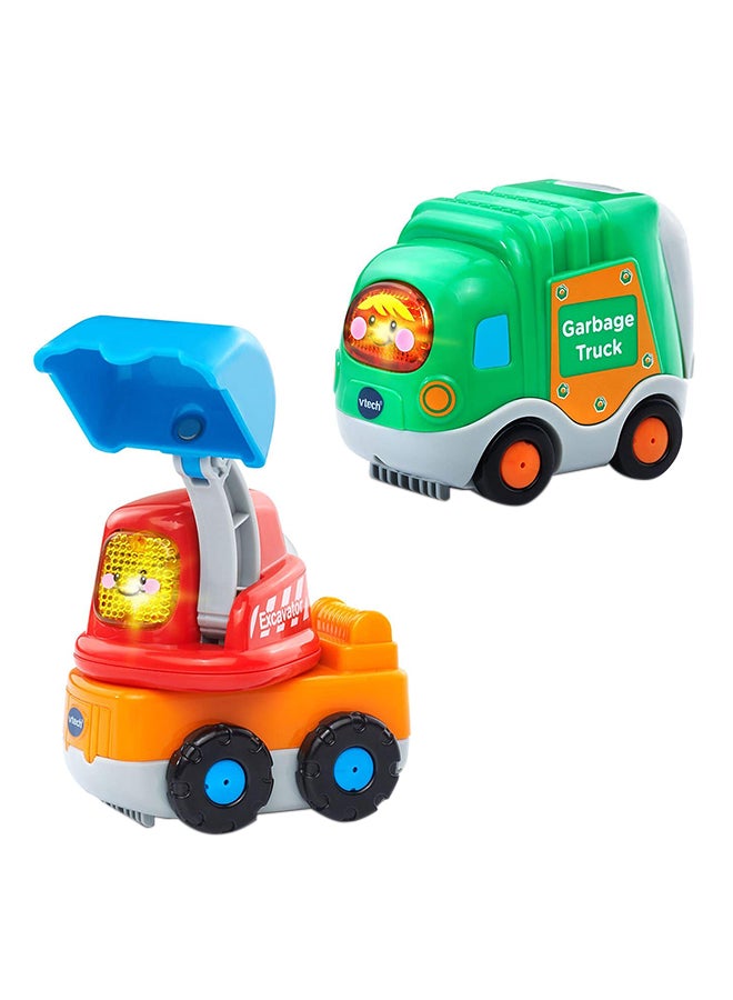 2-Piece Garbage Truck And Excavator Set Multicolour