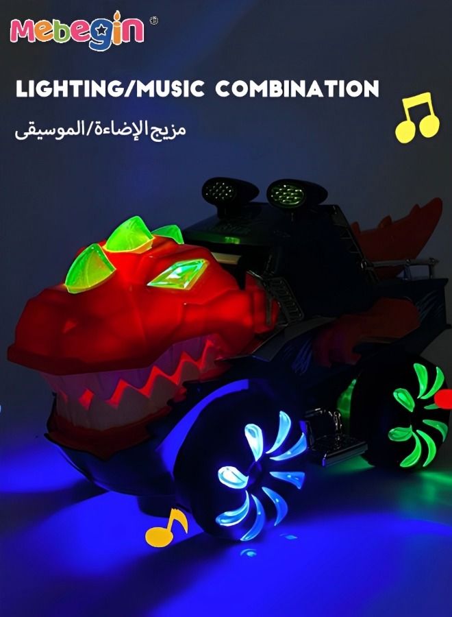 Dinosaur Toy Car for Boys Girls Monster Truck with Flashing Lights Music Roaring Sound Dino Toddler Light up Toys Car