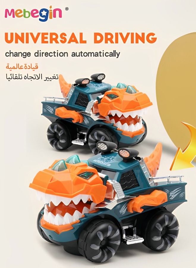 Dinosaur Toy Car for Boys Girls Monster Truck with Flashing Lights Music Roaring Sound Dino Toddler Light up Toys Car