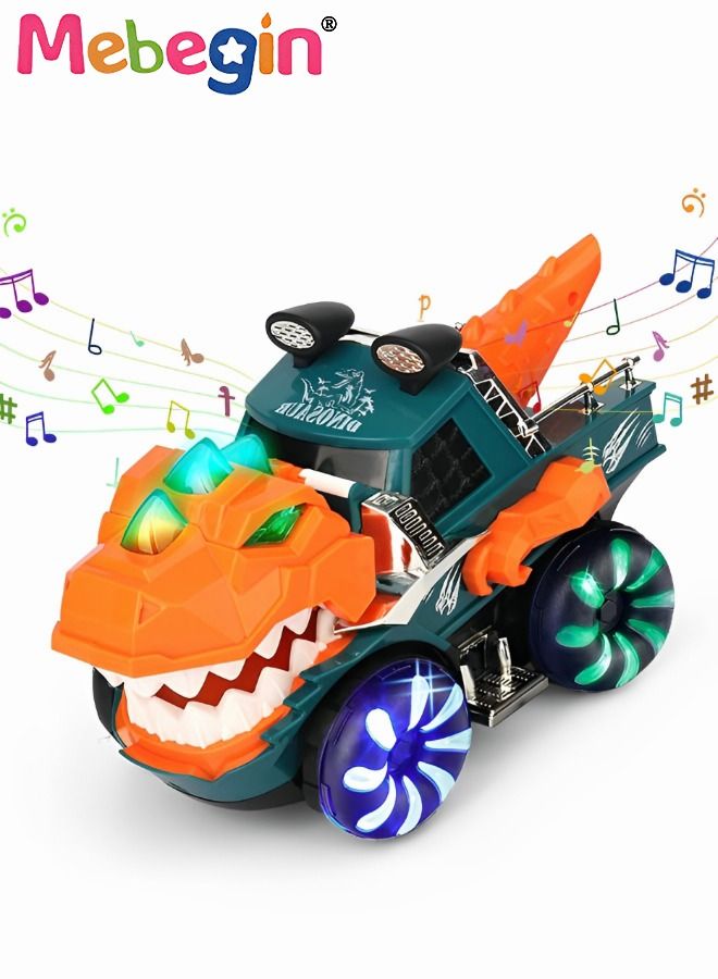 Dinosaur Toy Car for Boys Girls Monster Truck with Flashing Lights Music Roaring Sound Dino Toddler Light up Toys Car
