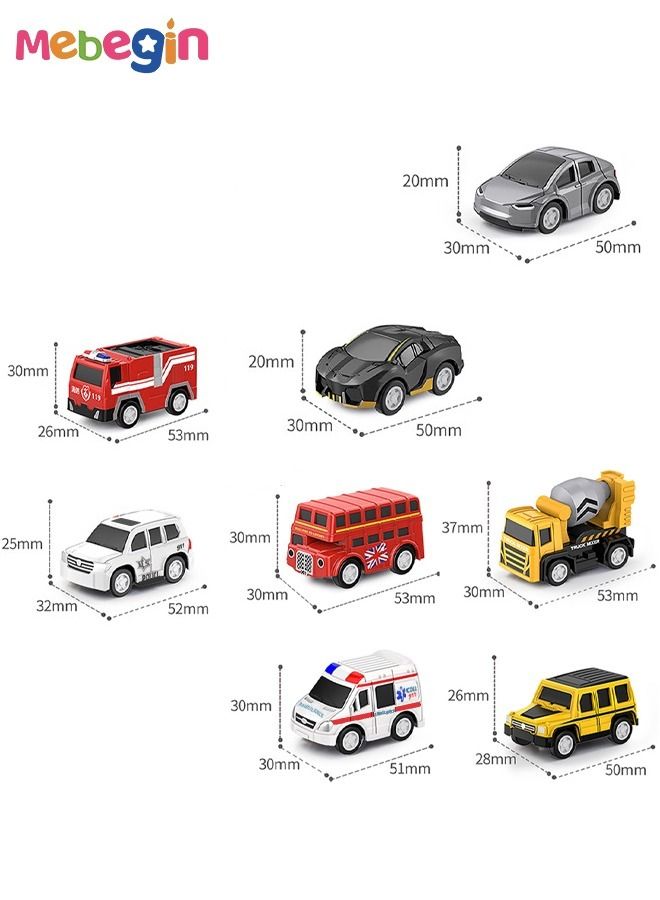 8 Pieces Mini Vehicles Pull Back Cars Toys Set,City Cars and Trucks Toy Mini Model Vehicles Set for Toddlers, Boys, Girls’ Educational Play Party Favors, Birthday Gift