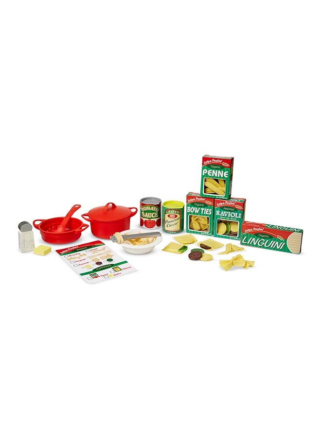 Melissa & Doug Prepare & Serve Pasta Set – 50-Piece Pretend Play Food Set with Pasta Shapes, Toppings, Sauce Jars, Utensils, Menu & Storage – Educational Toy for Kids Ages 3+ | MD9361