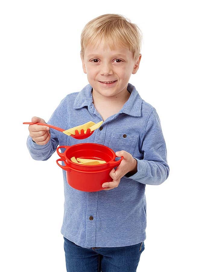 Melissa & Doug Prepare & Serve Pasta Set – 50-Piece Pretend Play Food Set with Pasta Shapes, Toppings, Sauce Jars, Utensils, Menu & Storage – Educational Toy for Kids Ages 3+ | MD9361
