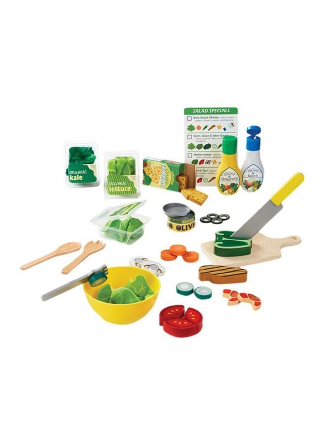 Melissa & Doug Slice & Toss Salad Set – 52-Piece Pretend Play Food Set with Choppable Wooden Vegetables, Felt Greens, Bowl, Tongs, Dressings & Order Cards – Toy for Kids Ages 3+ | MD9310