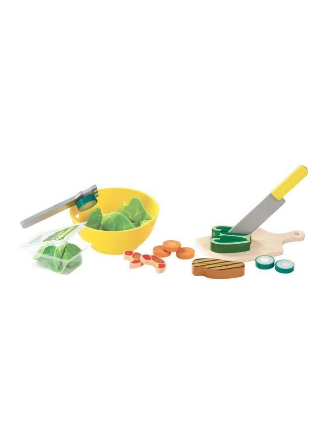 Melissa & Doug Slice & Toss Salad Set – 52-Piece Pretend Play Food Set with Choppable Wooden Vegetables, Felt Greens, Bowl, Tongs, Dressings & Order Cards – Toy for Kids Ages 3+ | MD9310