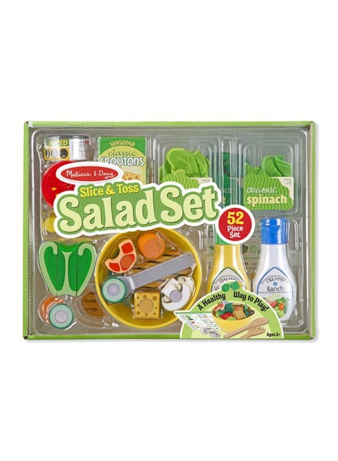 Melissa & Doug Slice & Toss Salad Set – 52-Piece Pretend Play Food Set with Choppable Wooden Vegetables, Felt Greens, Bowl, Tongs, Dressings & Order Cards – Toy for Kids Ages 3+ | MD9310