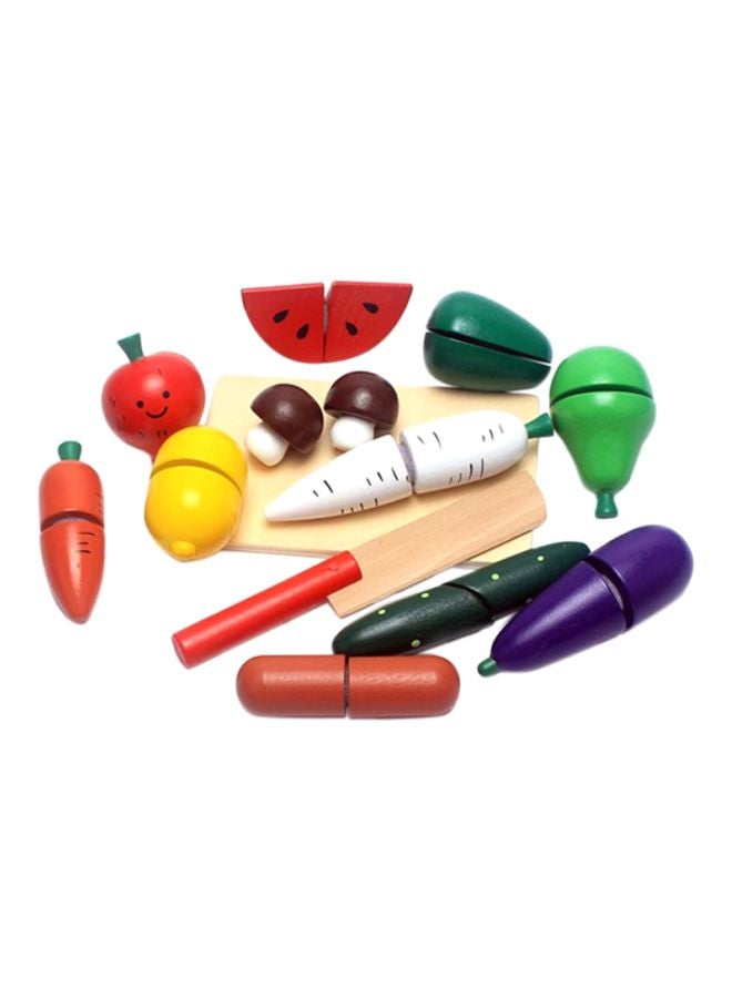 14-Piece Pretend Cut Fruit And Vegetable Slicer Toy Play House Kitchen Set