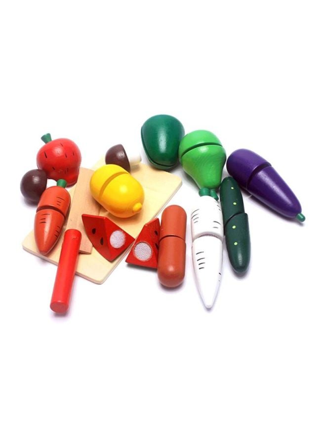 14-Piece Pretend Cut Fruit And Vegetable Slicer Toy Play House Kitchen Set