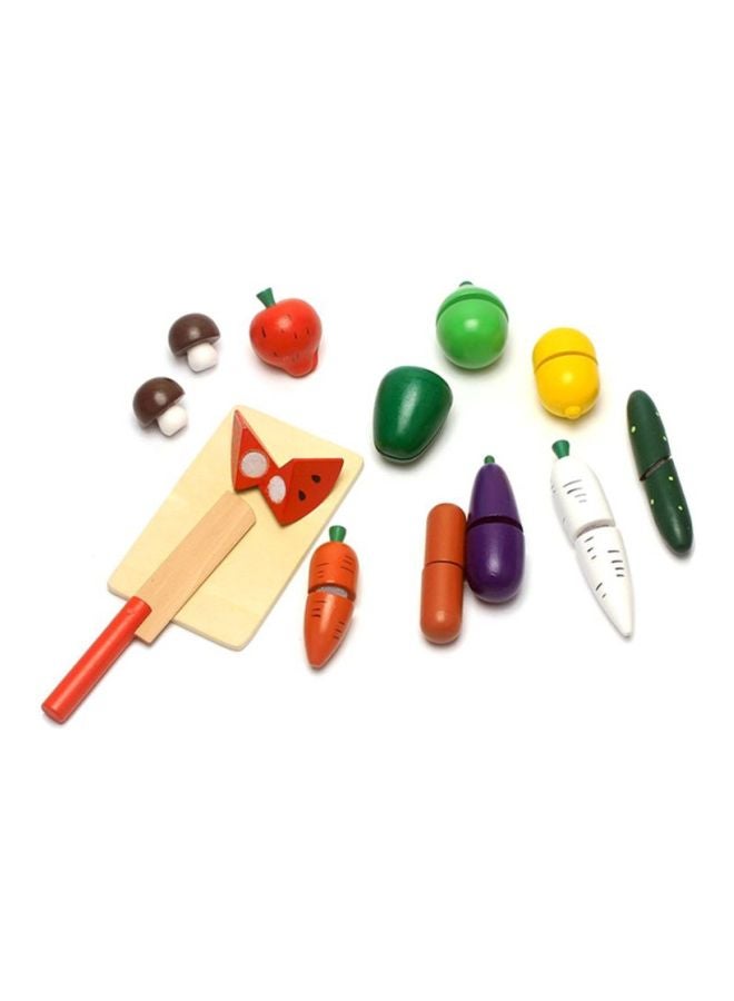 14-Piece Pretend Cut Fruit And Vegetable Slicer Toy Play House Kitchen Set