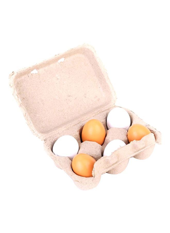 6-Piece Lightweight Portable Compact Wooden Eggs Kindergarten Kitchen Toy Set