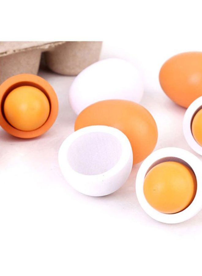 6-Piece Lightweight Portable Compact Wooden Eggs Kindergarten Kitchen Toy Set