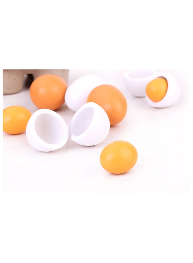 6-Piece Lightweight Portable Compact Wooden Eggs Kindergarten Kitchen Toy Set