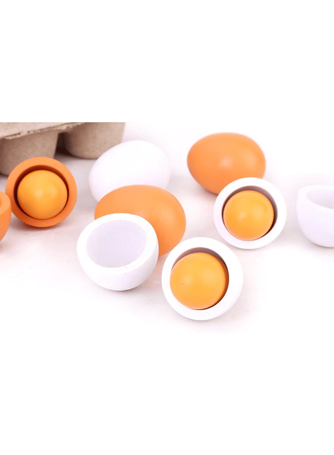 6-Piece Lightweight Portable Compact Wooden Eggs Kindergarten Kitchen Toy Set