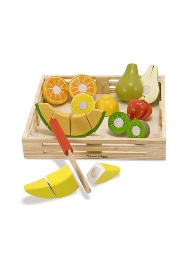 18-Piece Wooden Cutting Fruit Set And Scratch Art Mini-Pad Bundle