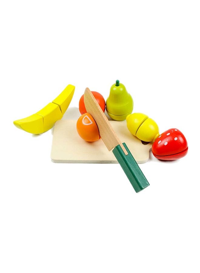 Wooden Kitchen Pretend Cutting Fruits Vegetables Puzzle Game Set For Kids, 2+ Years 19.2x18.3x18.3cm