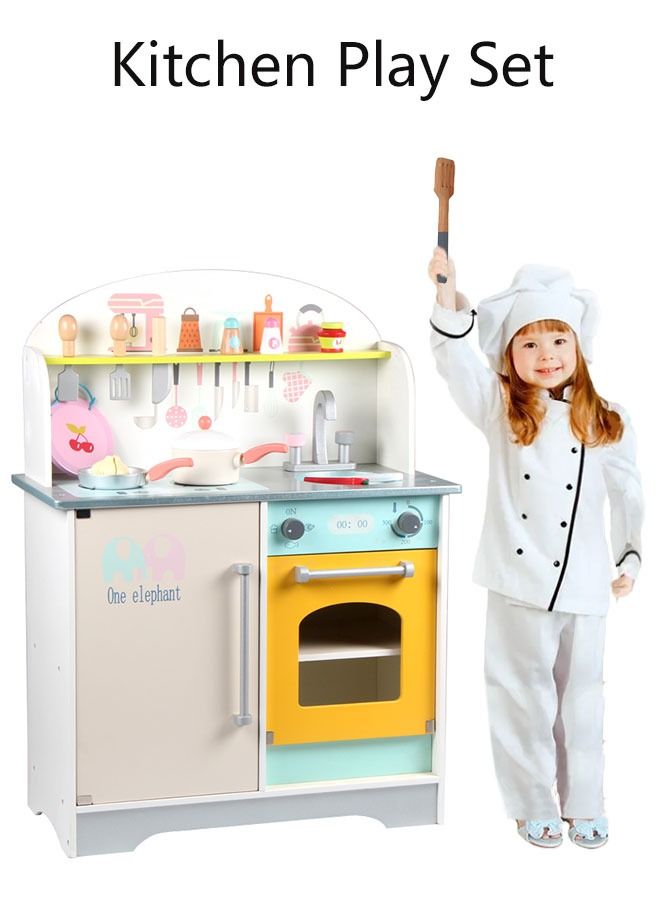 Children Pretend Toy Wooden Cooking Toys Play Kitchen Set With Accessories Kids Role Playing Game