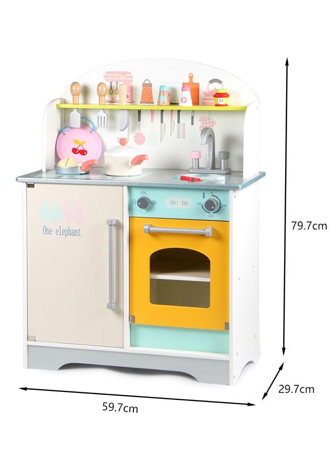Children Pretend Toy Wooden Cooking Toys Play Kitchen Set With Accessories Kids Role Playing Game
