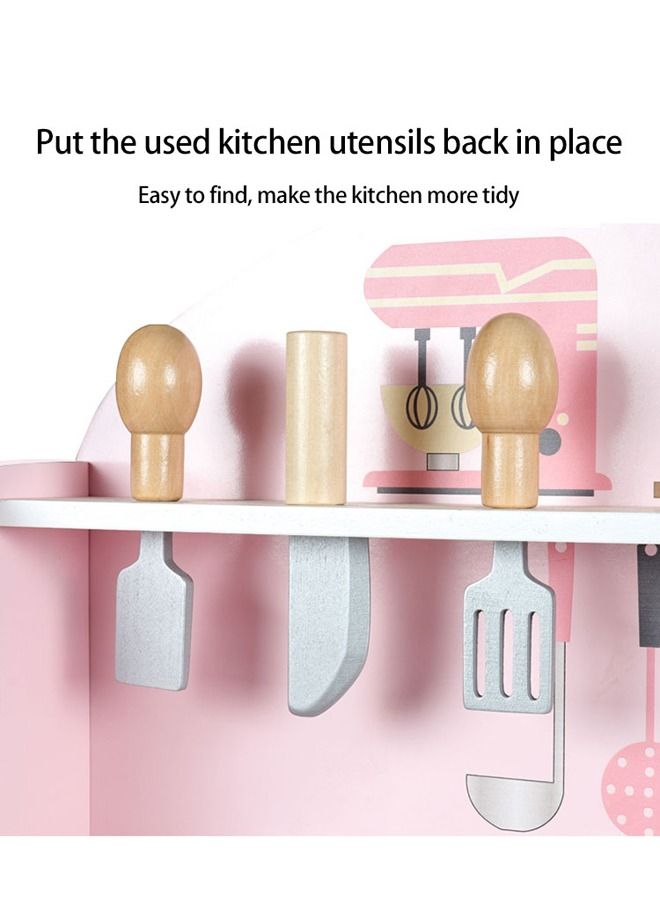 Children Pretend Toy Wooden Cooking Toys Play Kitchen Set With Accessories Kids Role Playing Game