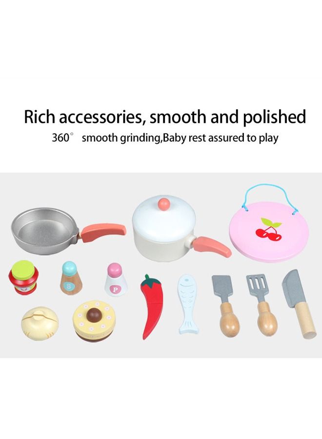 Children Pretend Toy Wooden Cooking Toys Play Kitchen Set With Accessories Kids Role Playing Game