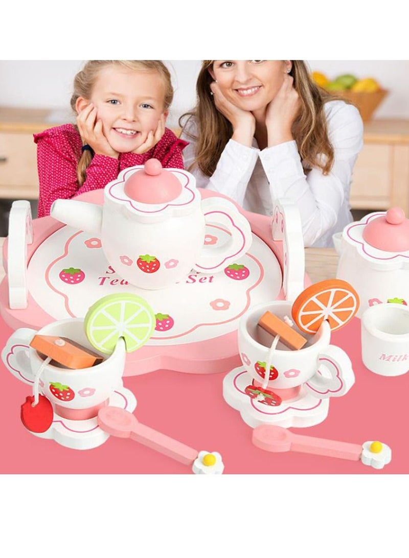 Pretend Play Toy Tin Tea Party Set Kit for Little Girls