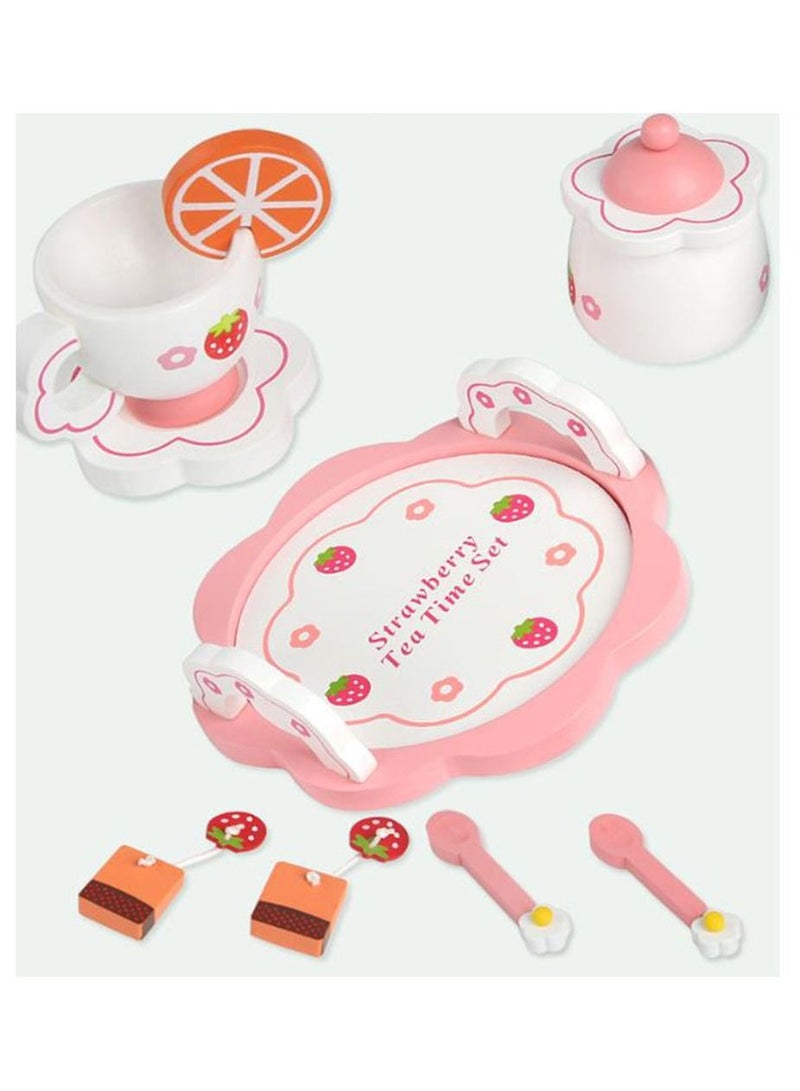 Pretend Play Toy Tin Tea Party Set Kit for Little Girls