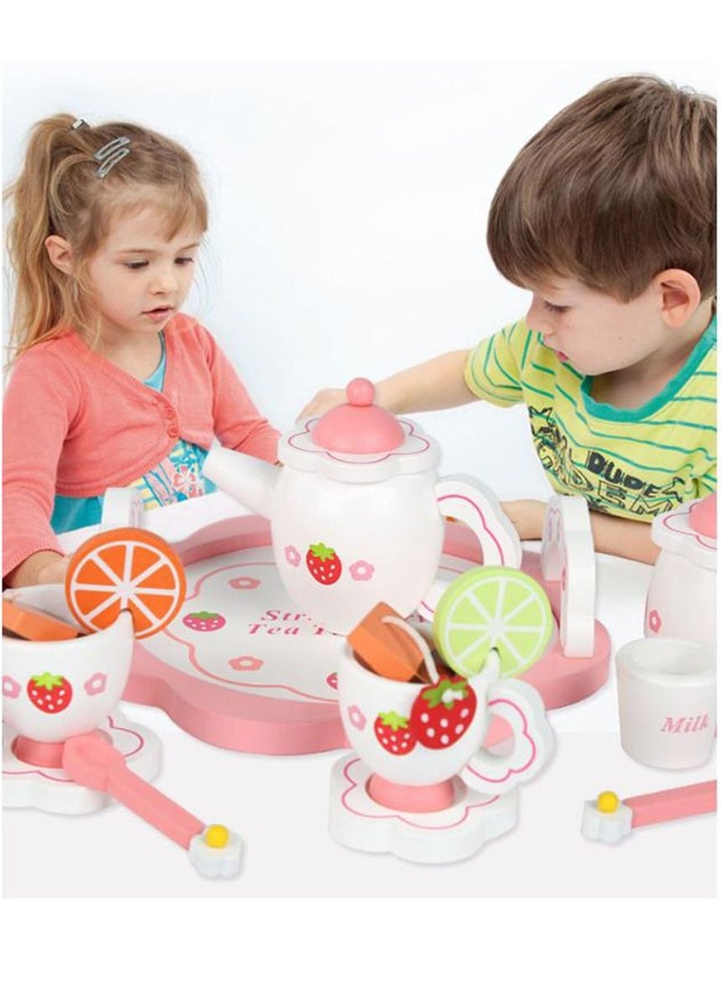 Pretend Play Toy Tin Tea Party Set Kit for Little Girls