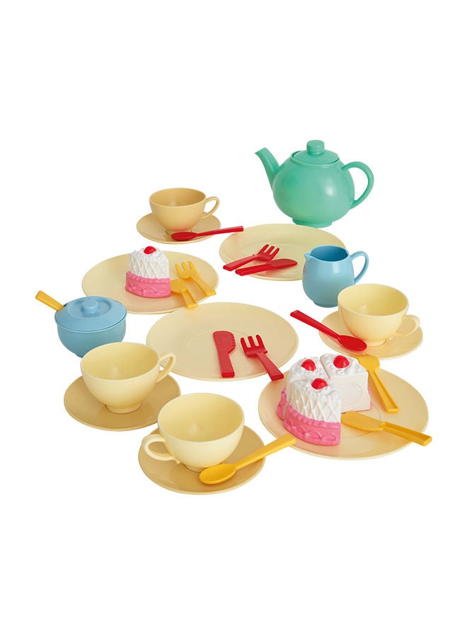 36-Piece Tea Set: Colorful Playset With Teapot, Milk Jug, Cups, Saucers, Cake, And More. Suitable For Preschool Toys, For Children Aged 3+