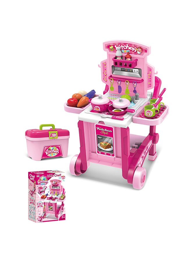 3-In-1 Portable Lightweight Unique Design Pretend Little Chef Kitchen Playset