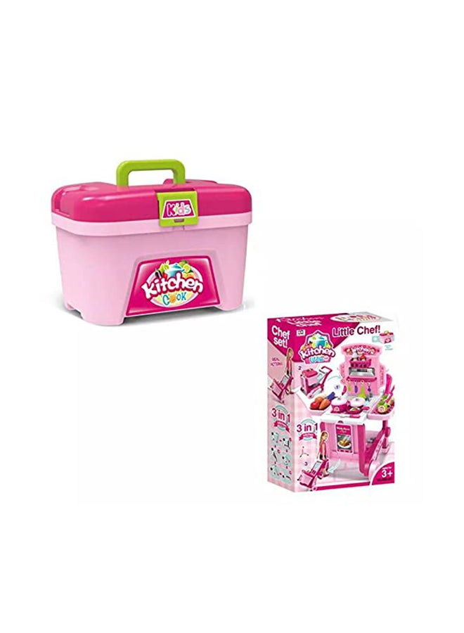 3-In-1 Portable Lightweight Unique Design Pretend Little Chef Kitchen Playset