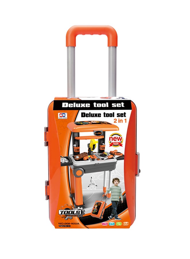 2-In-1 Portable Lightweight Compact Pretend Deluxe Tool Luggage Set For Boys